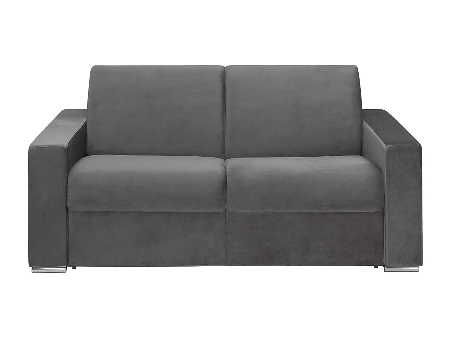 Canapé 2 places convertible express en velours anthracite - Couchage lattes larges 120 cm - Matelas 14 cm CALITO