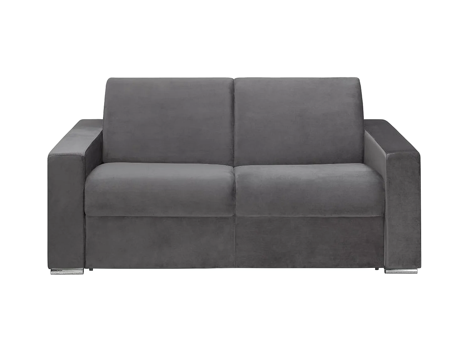 Canapé 2 places convertible express en velours anthracite - Couchage lattes larges 120 cm - Matelas 18 cm CALITO
