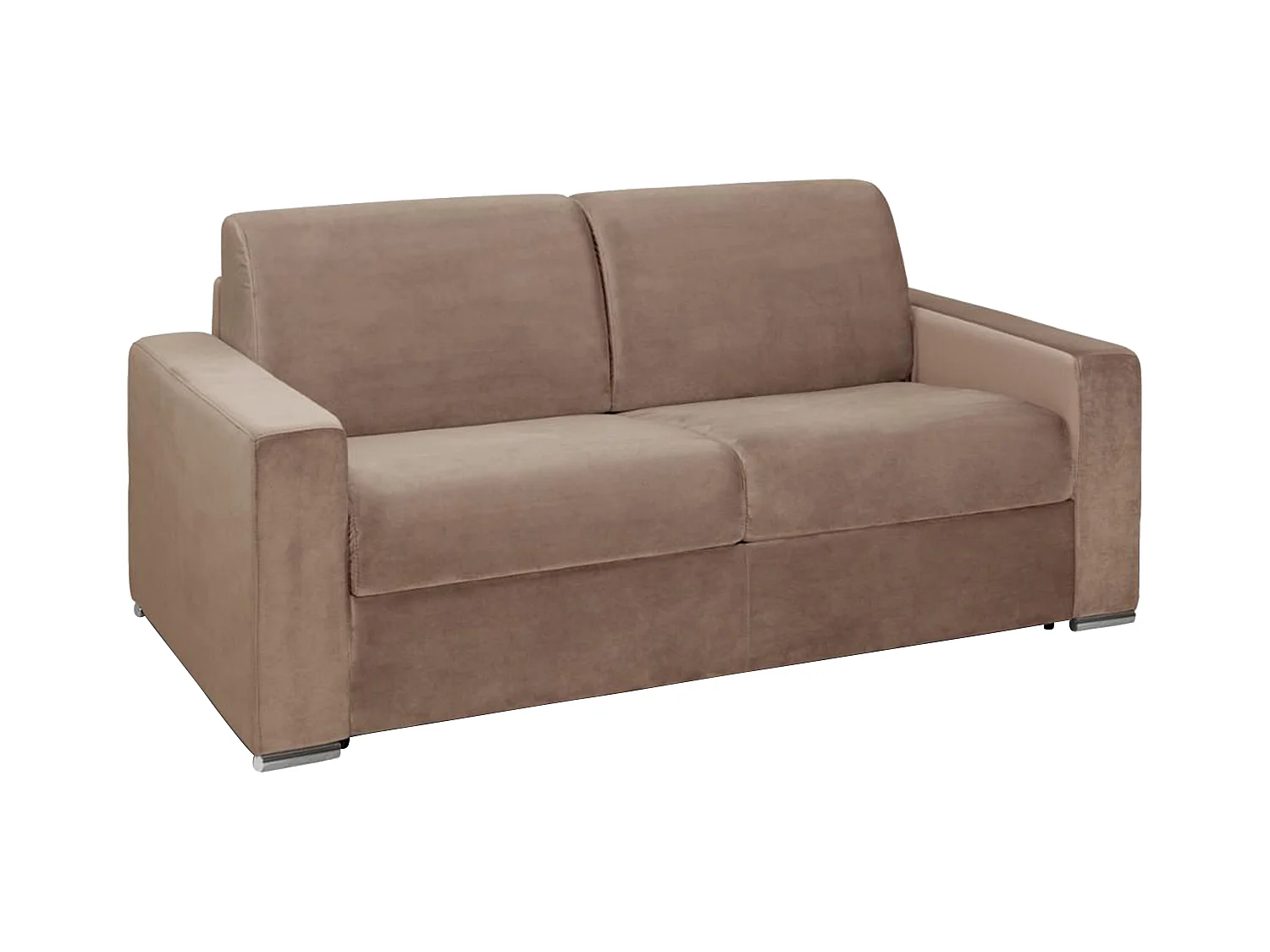 Sofá-cama de 3 lugares abertura rápida de veludo Bege - Cama de 140 cm e Colchão de 14 cm - CALITO