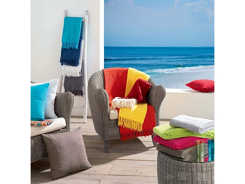 Jeté de Canapé à Franges "Lana" 180x220cm Jaune