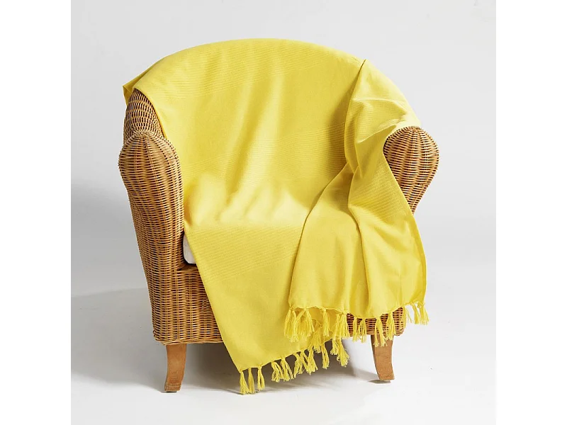 Jeté de Canapé à Franges "Lana" 180x220cm Jaune