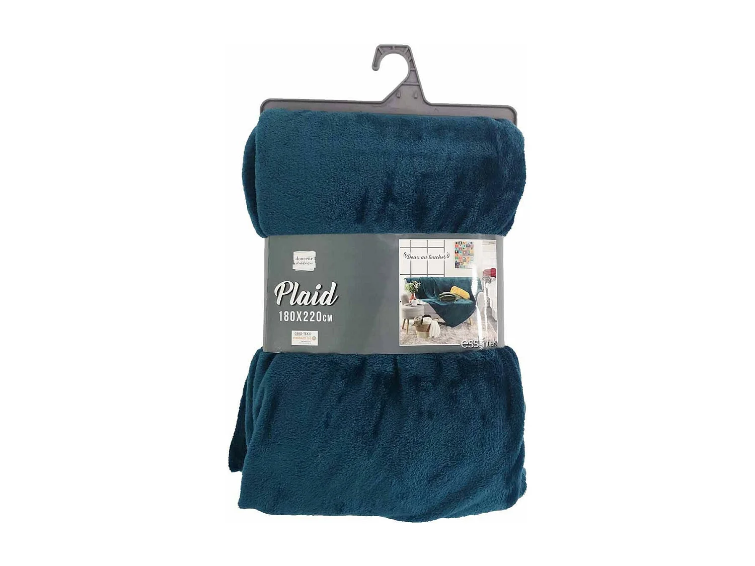 Plaid Uni en Flanelle "Flanou" 180x220cm Bleu