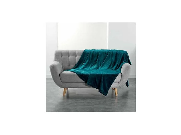 Plaid Uni en Flanelle "Flanou" 180x220cm Bleu