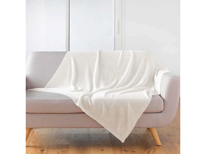 Plaid Déco Uni "Tricotine" 125x150cm Naturel