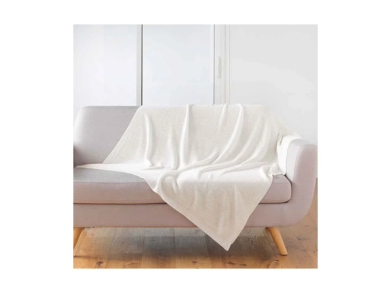 Plaid Déco Uni "Tricotine" 125x150cm Naturel