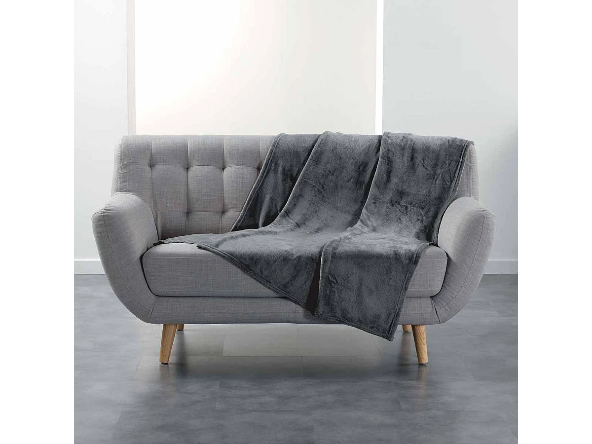 Plaid Uni en Flanelle "Flanou" 125x150cm Gris