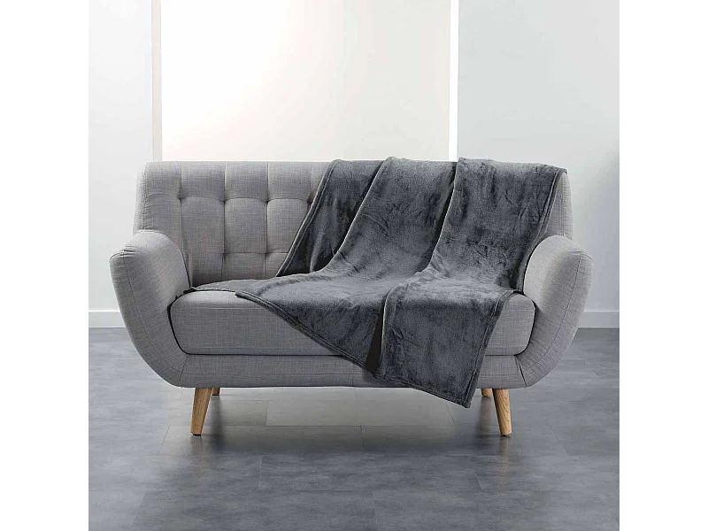 Plaid Uni en Flanelle "Flanou" 125x150cm Gris