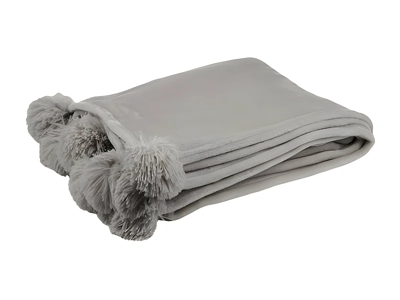 Plaid à Pompons "Blanket" 130x170cm Taupe Clair