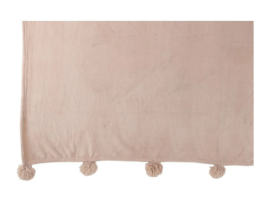 Manta con pompones de poliéster beige oscuro 173x126cm