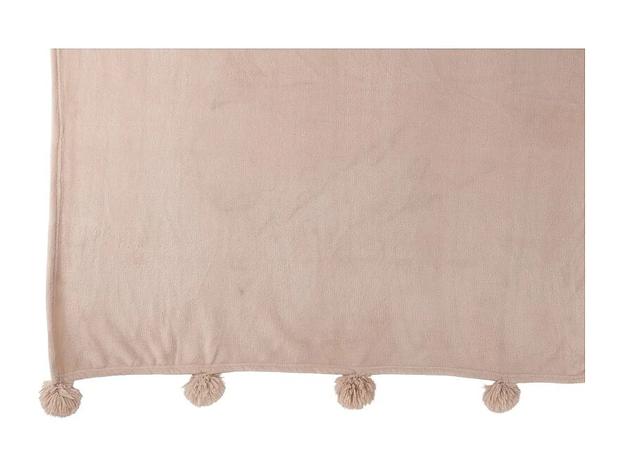 Manta con pompones de poliéster beige oscuro 173x126cm