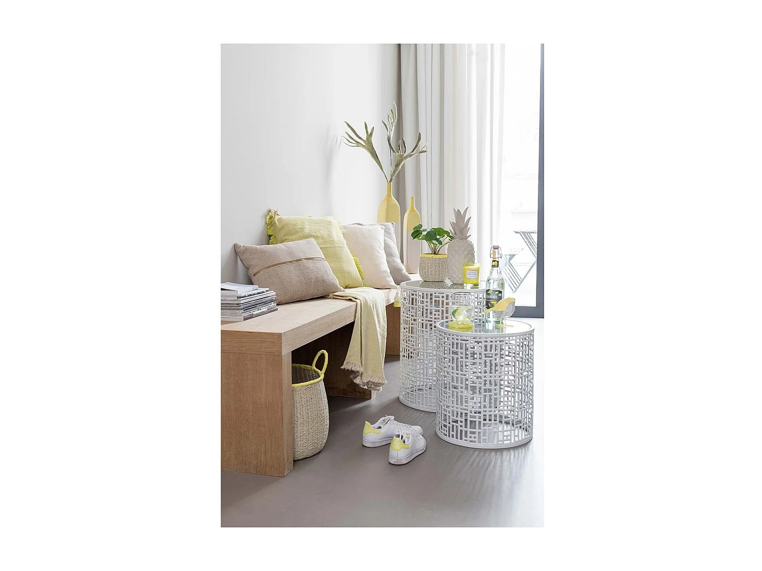 Plaid Déco en Coton "Irrégulier" 130x170cm Jaune