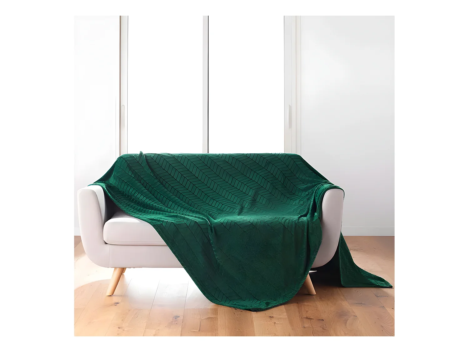 Plaid Flanelle Uni "Arya" 180x220cm Vert