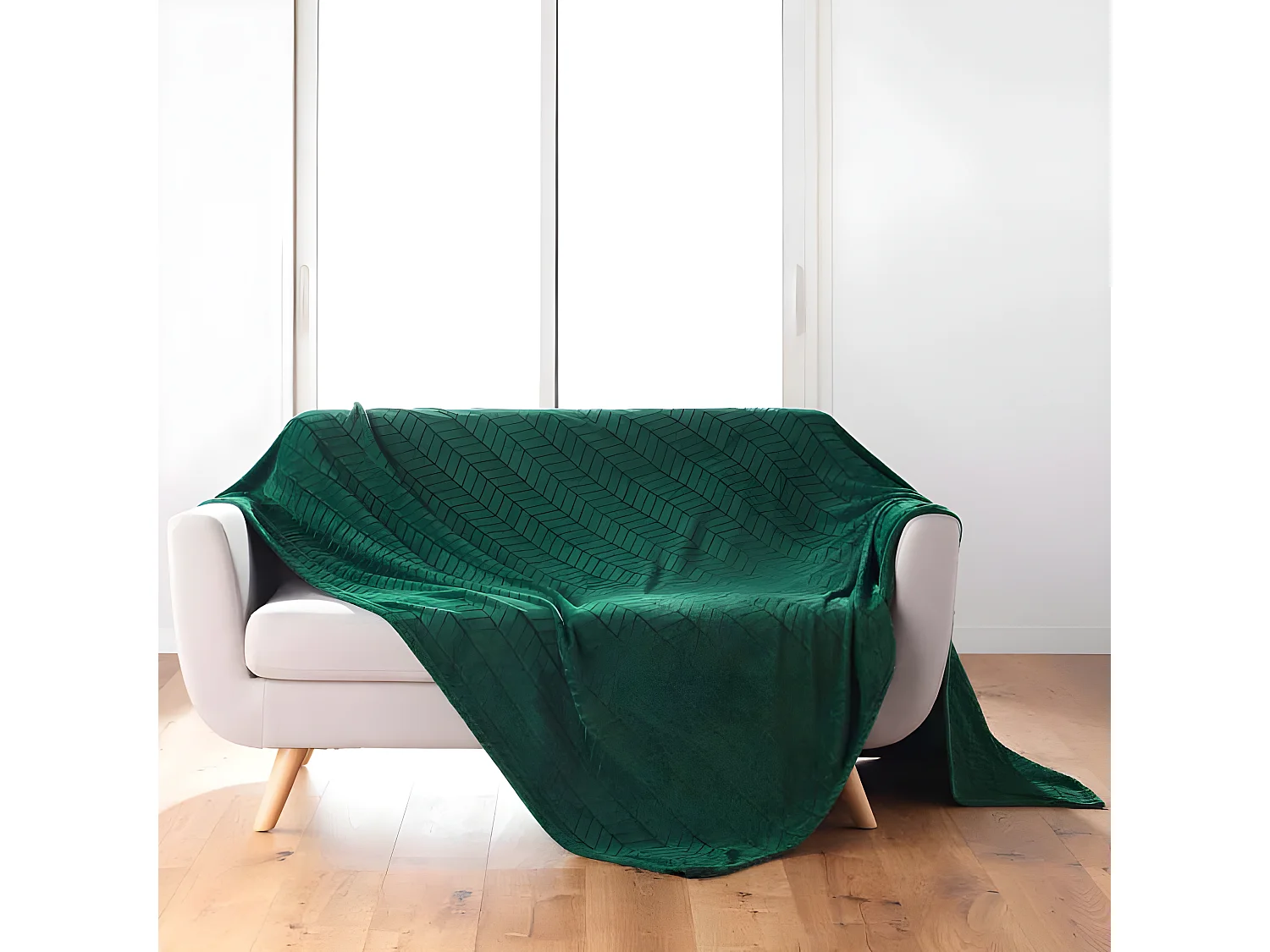 Plaid Flanelle Uni "Arya" 180x220cm Vert