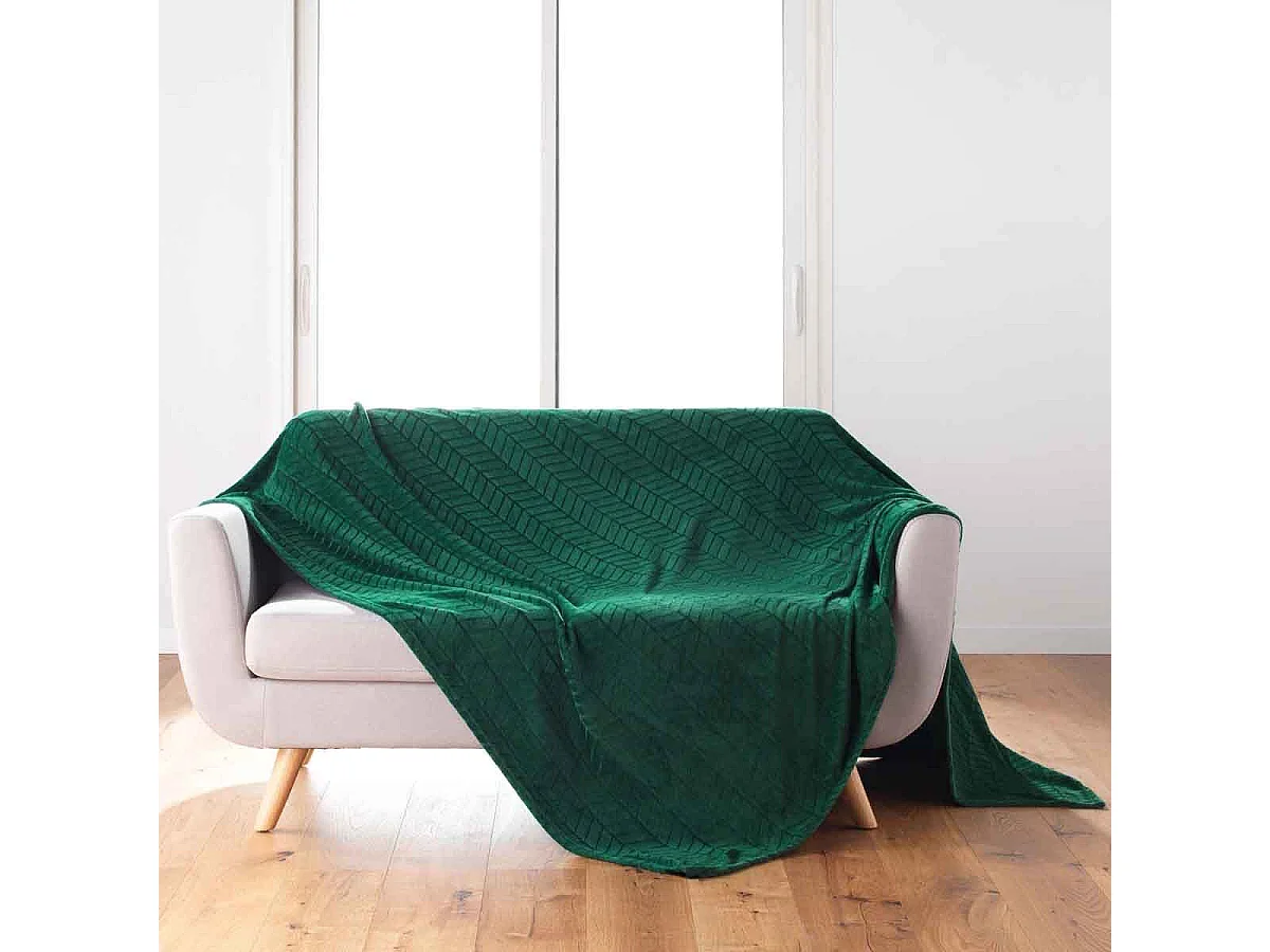 Plaid Flanelle Uni "Arya" 180x220cm Vert