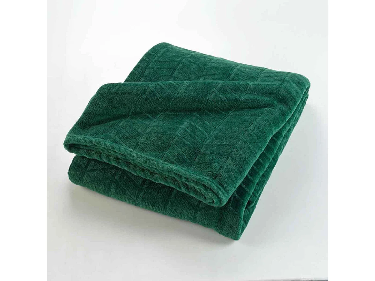 Plaid Flanelle Uni "Arya" 180x220cm Vert