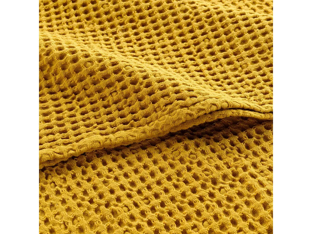 Plaid Nid d'Abeille Uni "Gaufrette" 125x150cm Jaune