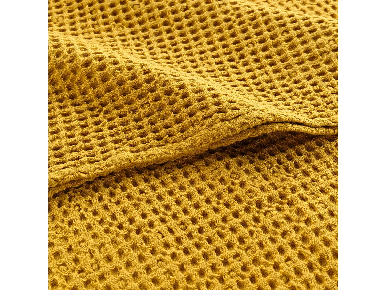Plaid Nid d'Abeille Uni "Gaufrette" 125x150cm Jaune