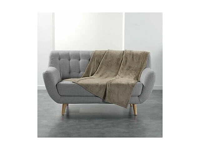 Plaid Uni en Flanelle "Flanou" 125x150cm Taupe