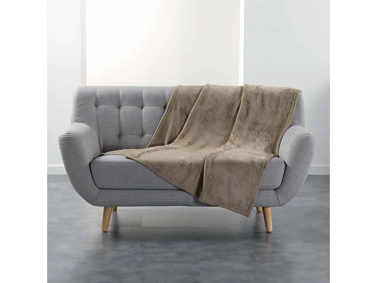 Plaid Uni en Flanelle "Flanou" 125x150cm Taupe