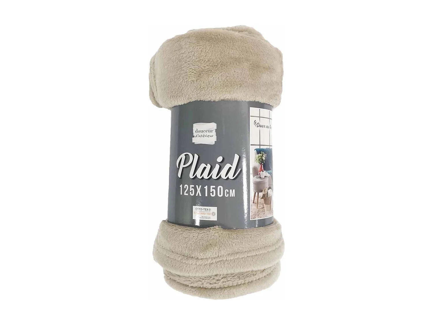 Plaid Uni en Flanelle "Flanou" 125x150cm Taupe