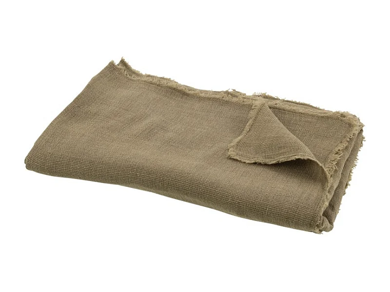 Plaid Déco Uni "Bord Court" 150x200cm Vert Olive