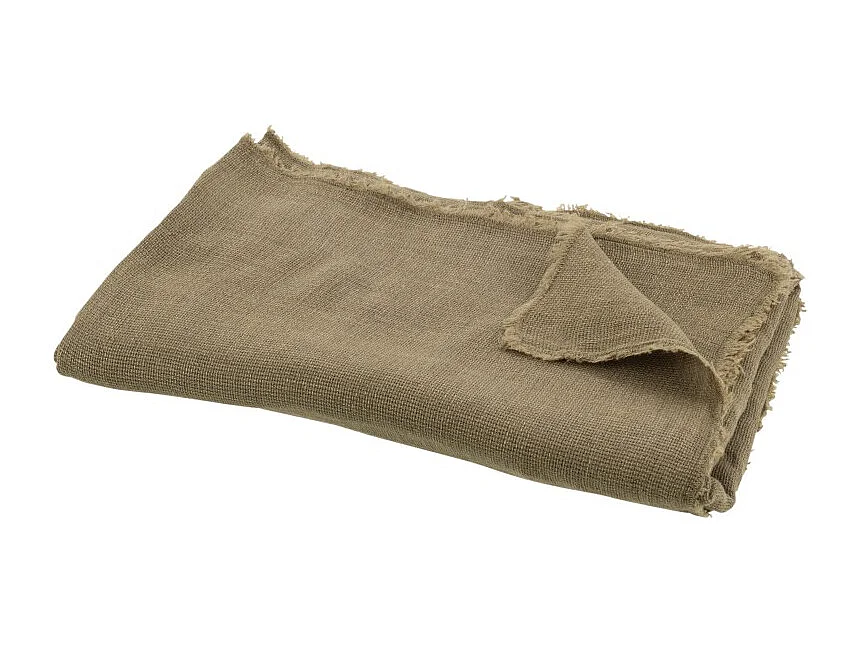 Plaid Déco Uni "Bord Court" 150x200cm Vert Olive