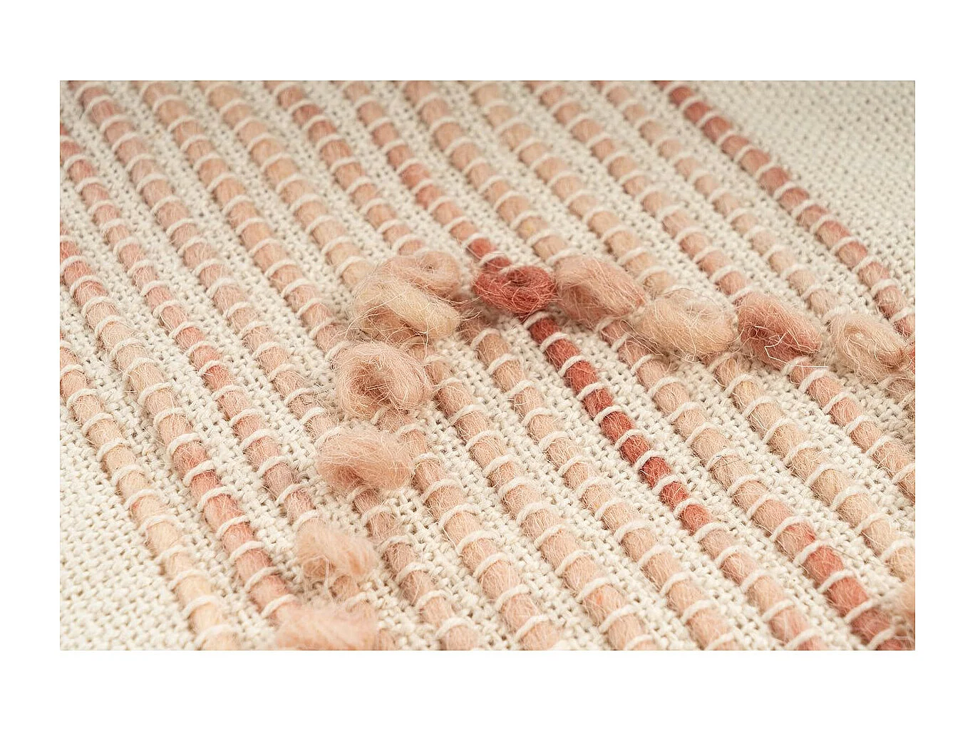 Plaid Tissé à la Main "Bohist" 130x170cm Rose & Crème