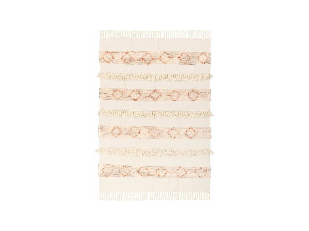 Plaid Tissé à la Main "Bohist" 130x170cm Rose & Crème