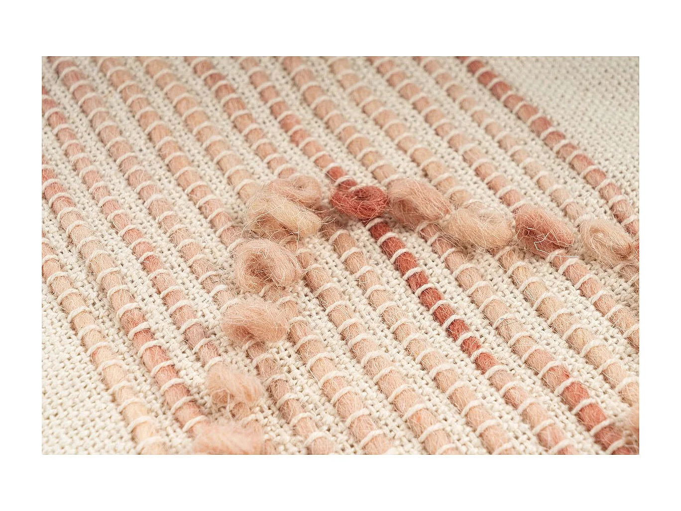 Plaid Tissé à la Main "Bohist" 130x170cm Rose & Crème