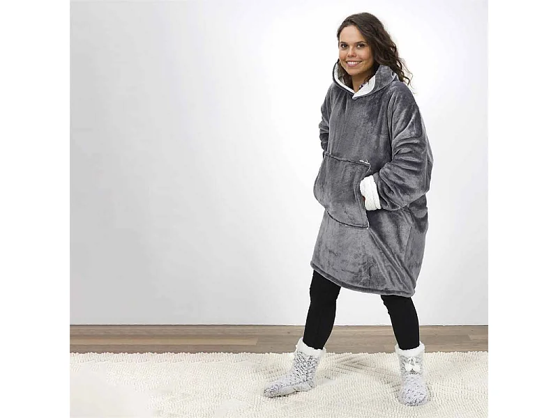 Sweat A Capuche Interieur Sherpa Gris Gris