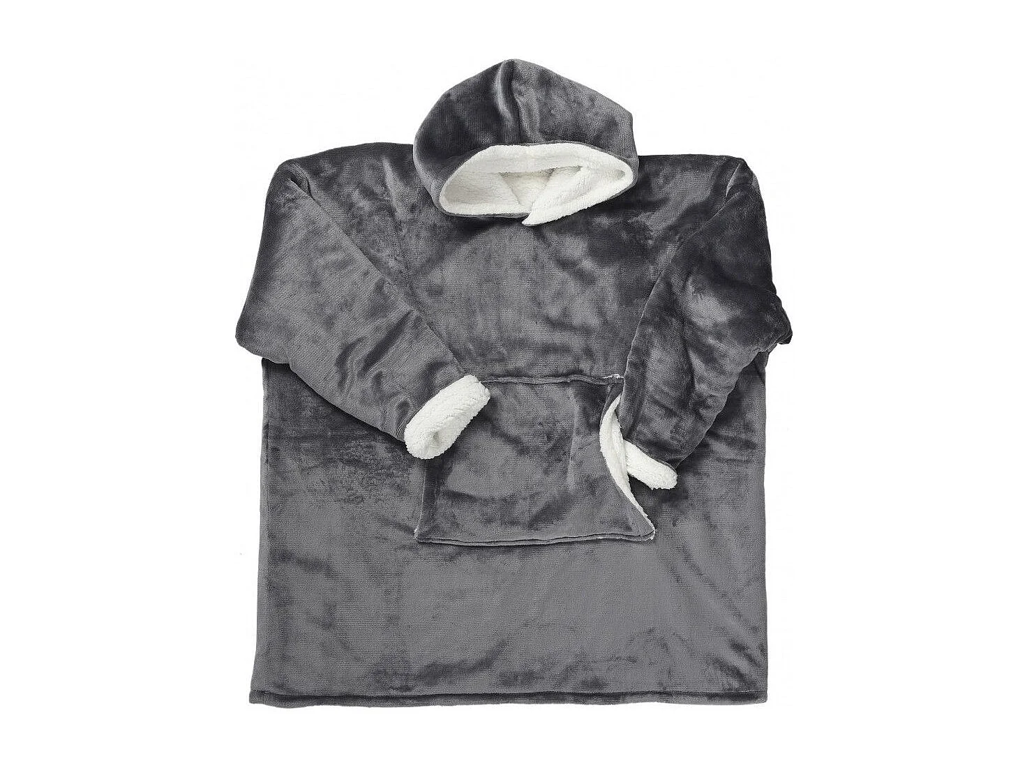 Sweat A Capuche Interieur Sherpa Gris Gris