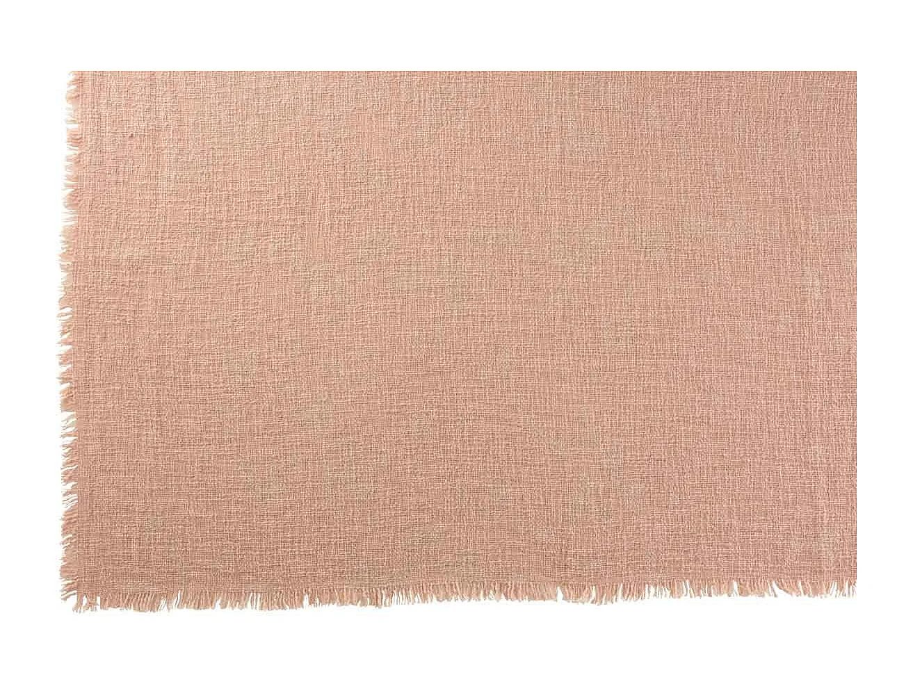Plaid con frange in cotone e poliestere rosa 130x170 cm.