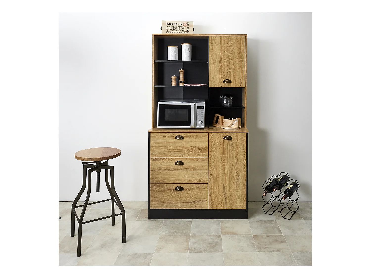 Buffet De Cuisine Chef Noir, Marron