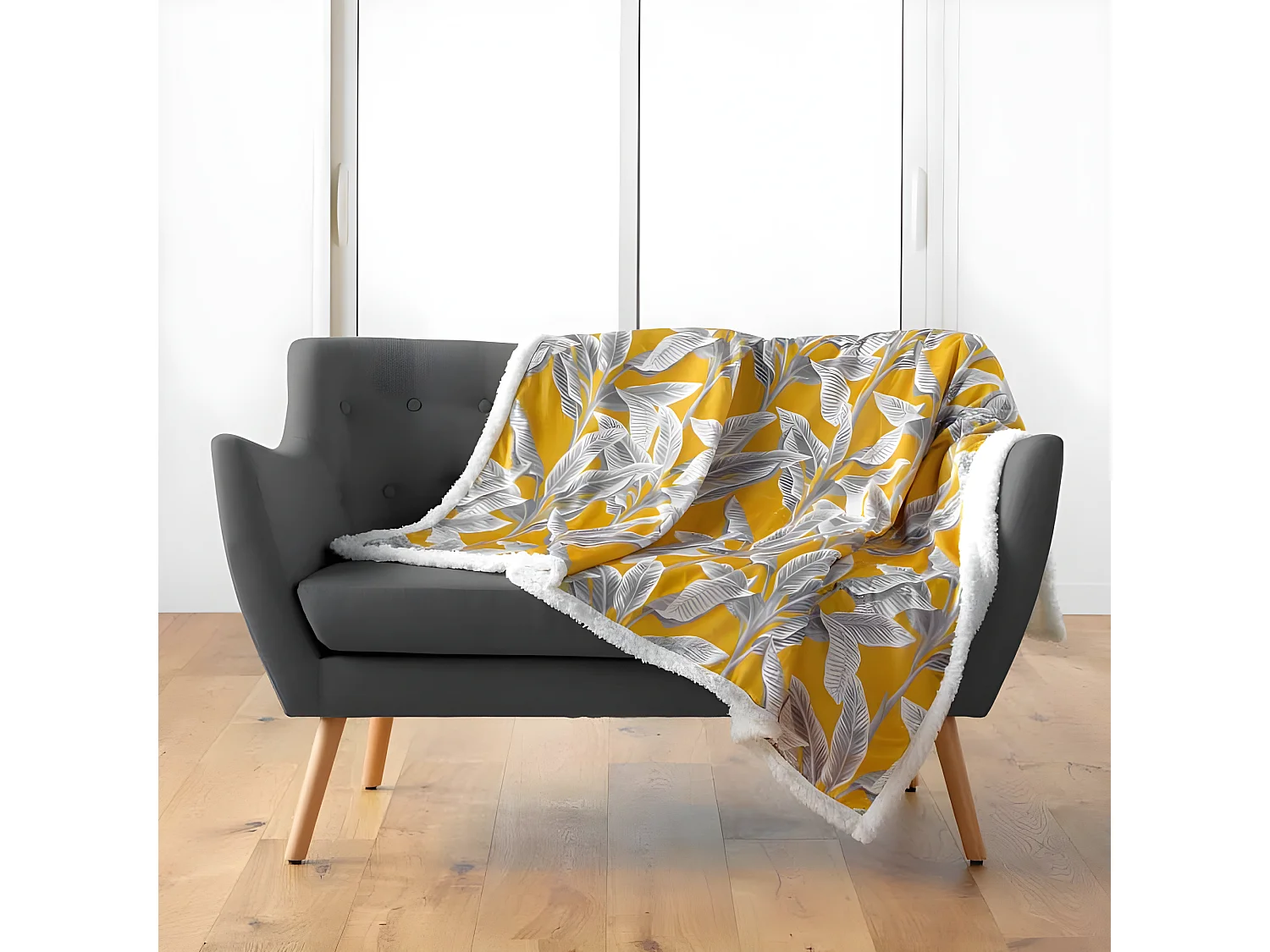 Plaid Velours Imprimé "Isibelle" 125x150cm Jaune