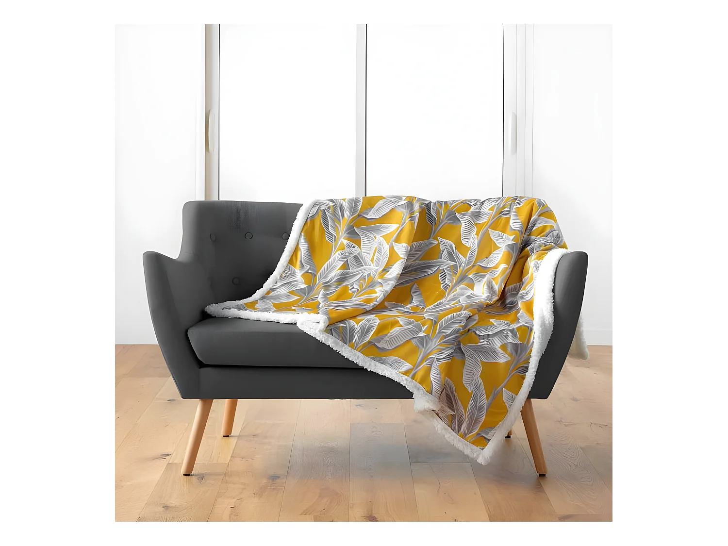 Plaid Velours Imprimé "Isibelle" 125x150cm Jaune