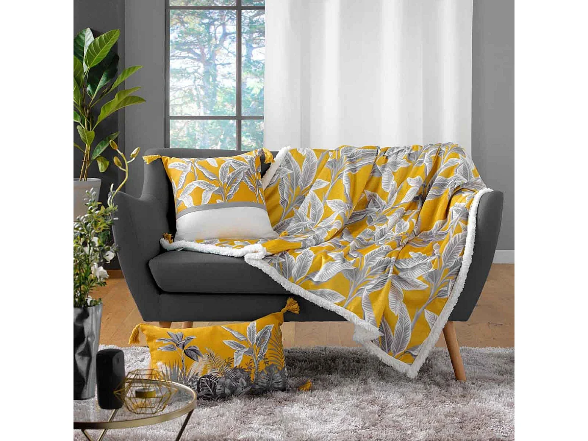 Plaid Velours Imprimé "Isibelle" 125x150cm Jaune