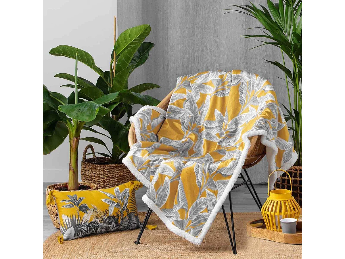 Plaid Velours Imprimé "Isibelle" 125x150cm Jaune