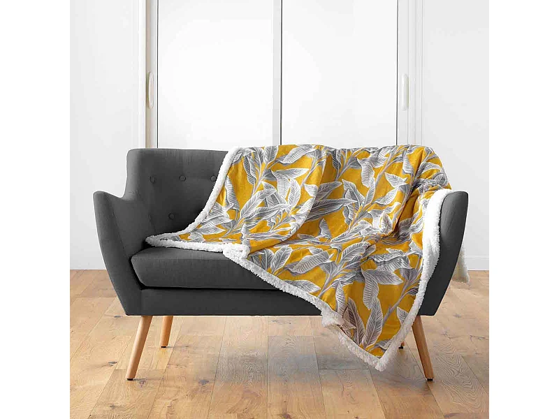 Plaid Velours Imprimé "Isibelle" 125x150cm Jaune