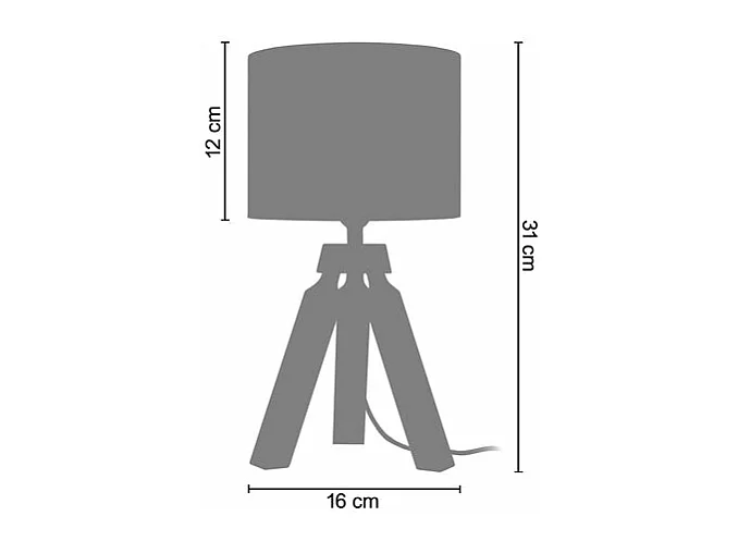 Pair de Lampes de chevet trépied bois  naturel 31 cm.