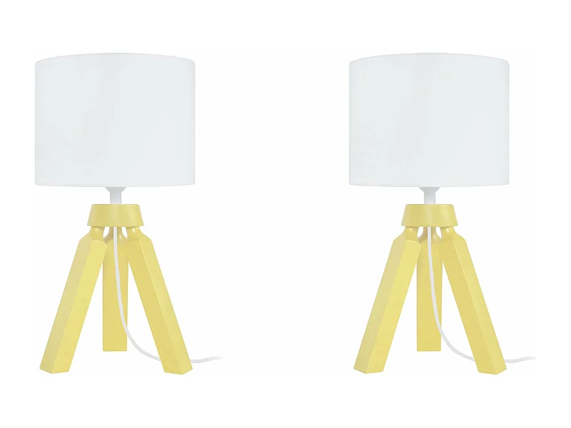 Abajur TOSEL LAMPE BOIS tecido globo cru D18 x  H26,5  cm