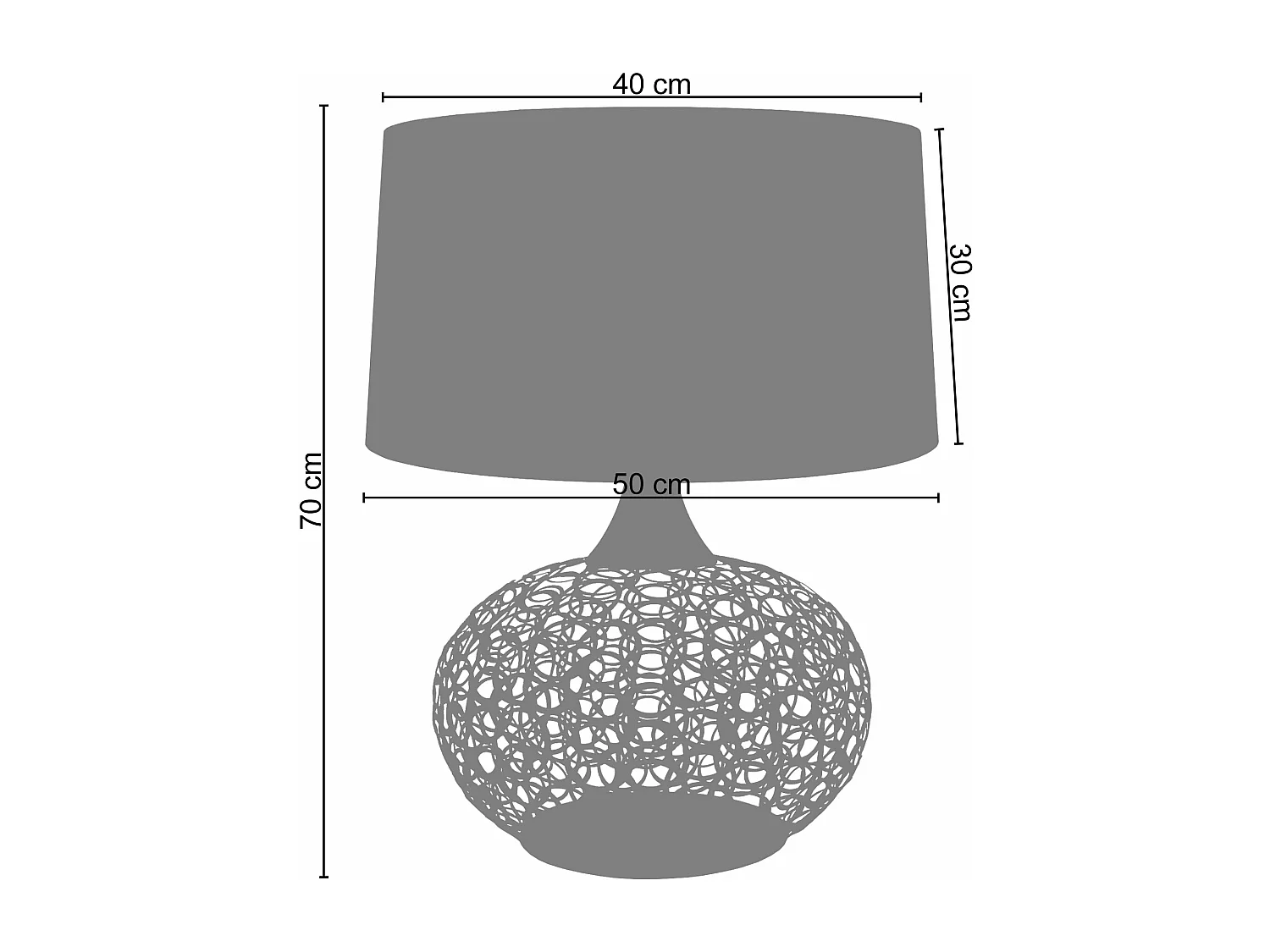 Lampe a poser globe métal  noir 70 cm.