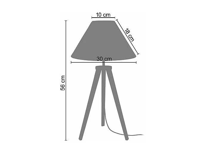 Pair de Lampes de chevet trépied bois  naturel,aluminium 56 cm.