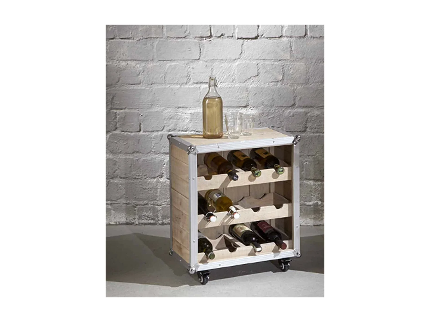 Meuble Range Bouteilles "Mallette" 63cm Naturel