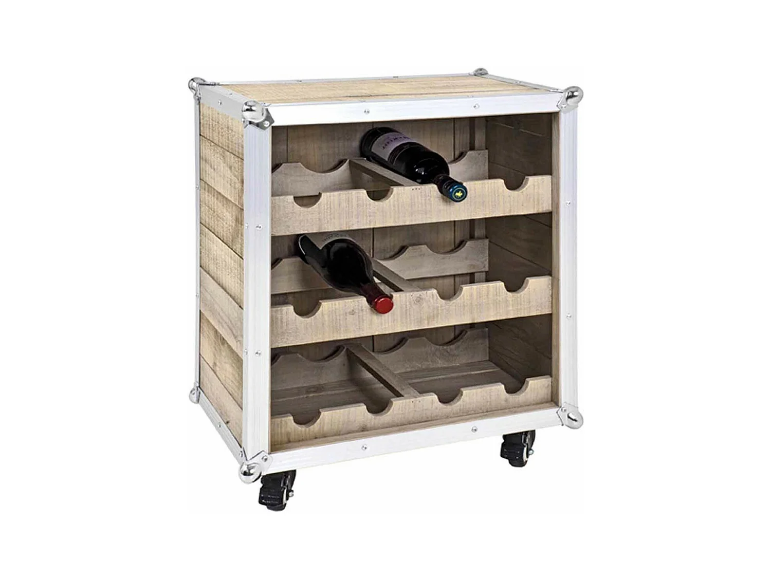 Meuble Range Bouteilles "Mallette" 63cm Naturel