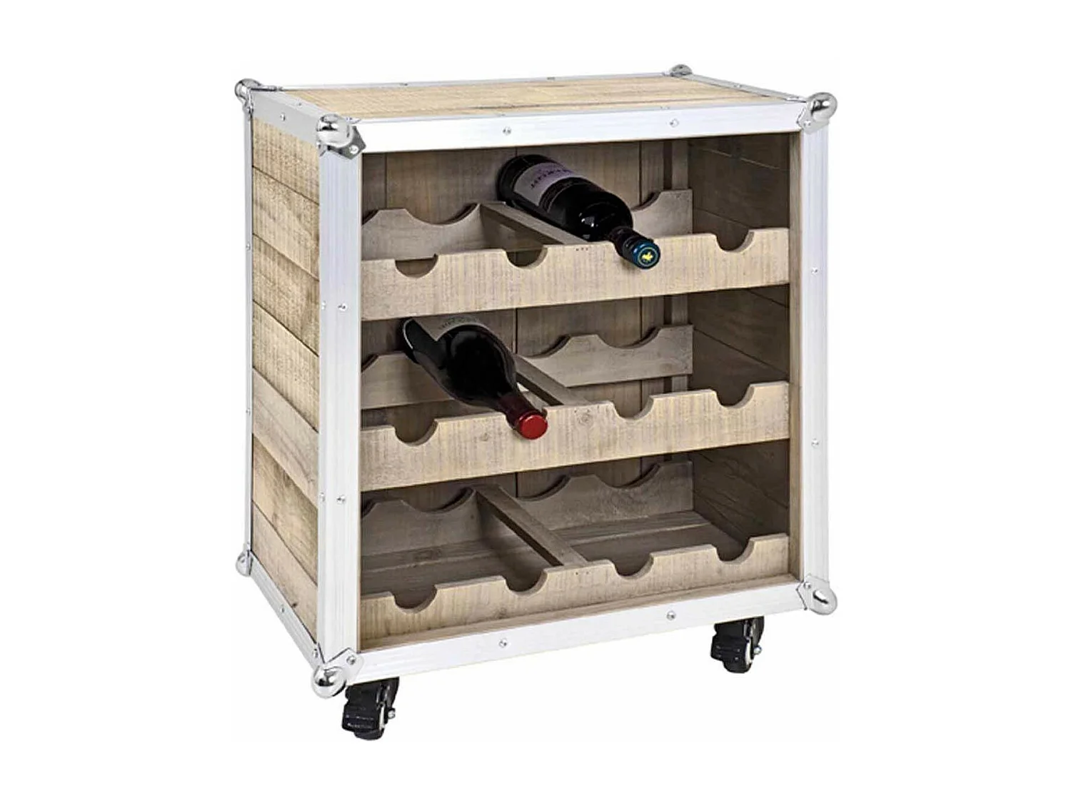 Meuble Range Bouteilles "Mallette" 63cm Naturel