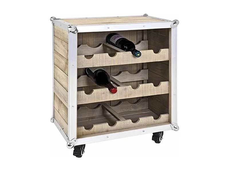 Meuble Range Bouteilles "Mallette" 63cm Naturel