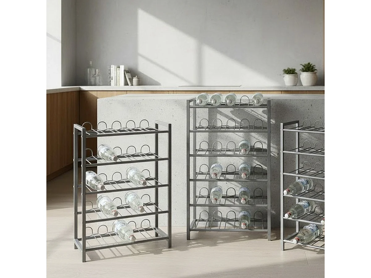 Porte Bouteilles 5 Niveaux "Akena" 76cm Argent
