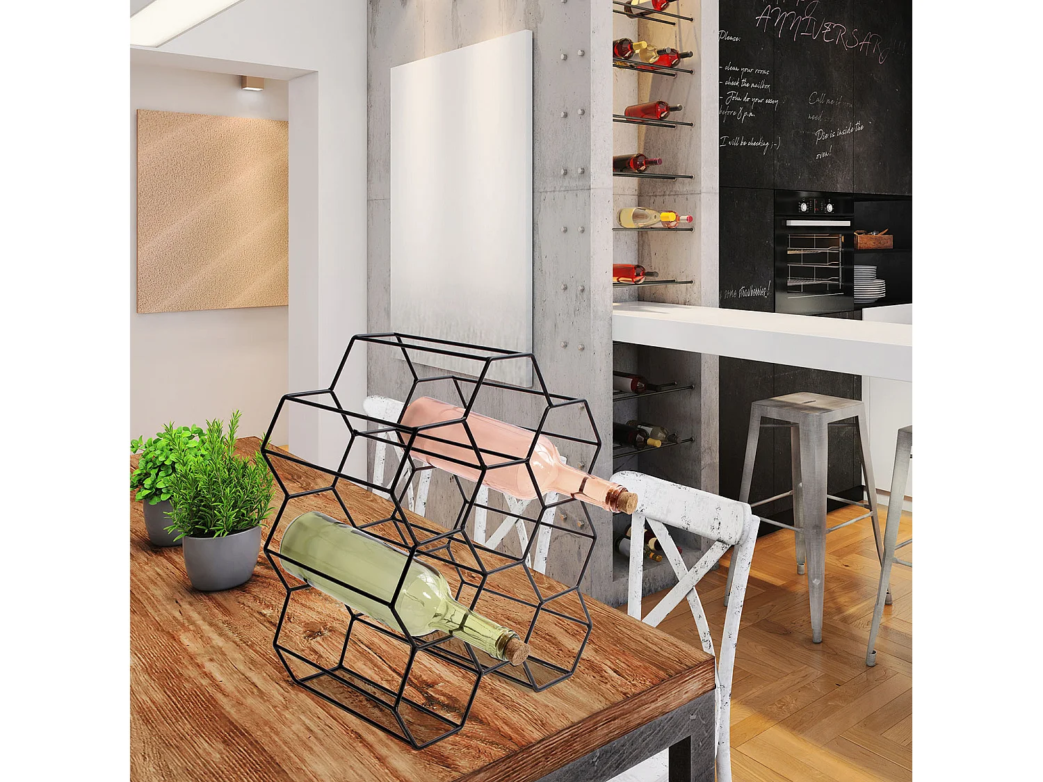 Flaschenregal in Waffelmusterform