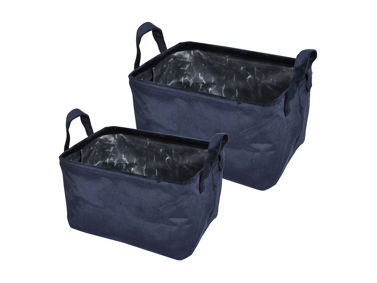 Lot de 2 Panières Rectangles "Velvet" 32cm Bleu Foncé