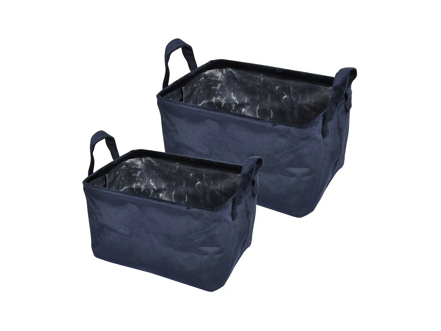 Lot de 2 Panières Rectangles "Velvet" 32cm Bleu Foncé